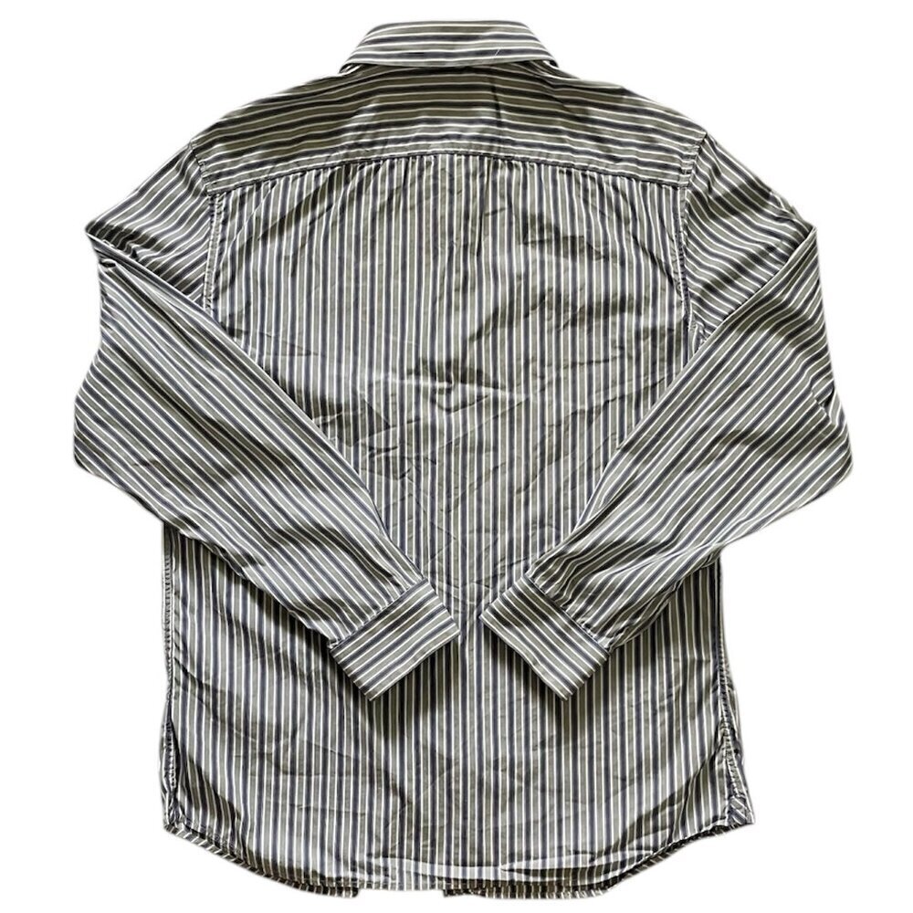 Banana Republic Button Down Slim Fit Shirt Mens Long Sleeve Blue Gray Striped L - Picture 3 of 8